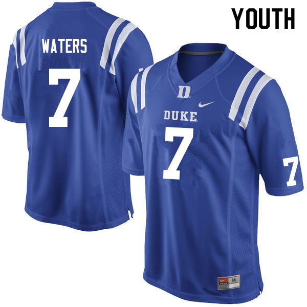 Youth #7 Jordan Waters Duke Blue Devils College Football Jerseys Sale-Blue